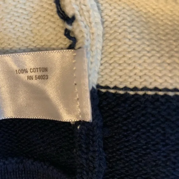 Old Navy Blue and White Striped Footie One Piece with Hood - Picture 6 of 6